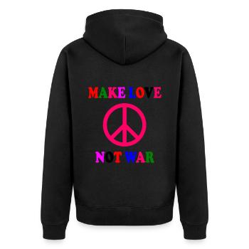 Make love not war - Unisex Premium Bio Zip Hoodie - Schwarz - Hinten - Nico (187cm)
