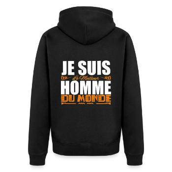 Je Suis Le Meilleur Homme Du Monde Spéciale Cadeau - Veste à capuche bio Premium Unisexe - noir - Dos - Nico (187cm)