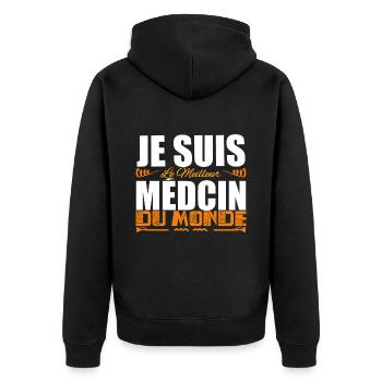 Je Suis Le Meilleur Médecin Du Monde, Idée Cadeau. - Veste à capuche bio Premium Unisexe - noir - Dos - Nico (187cm)