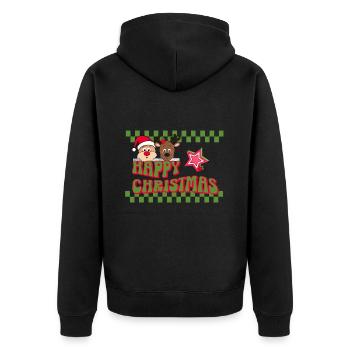 Fröhliche Weihnachten lustig - Unisex Premium Bio Zip Hoodie - Schwarz - Hinten - Nico (187cm)