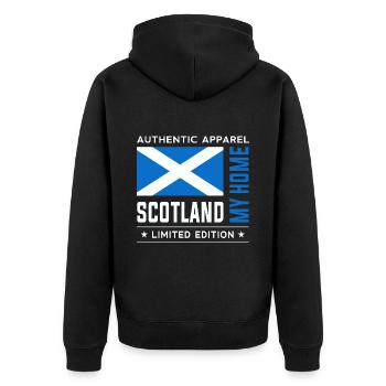 Scotland - Unisex Premium Bio Zip Hoodie - Schwarz - Hinten - Nico (187cm)