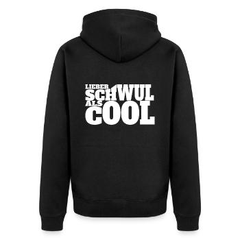 Lieber schwul als cool Liebe Schwul queer Sexismus - Unisex Premium Bio Zip Hoodie - Schwarz - Hinten - Nico (187cm)
