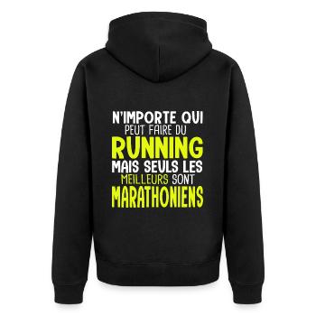 Cadeau rmarathon les meilleurs sont marathoniens - Veste à capuche bio Premium Unisexe - noir - Dos - Nico (187cm)