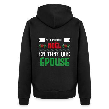 mon premier Noël en tant que Epouse - Veste à capuche bio Premium Unisexe - noir - Dos - Nico (187cm)