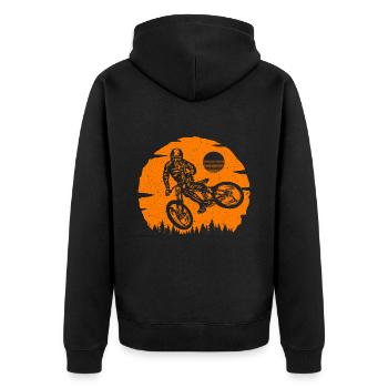 Mountain Bike Cyclist Mountain Bike - Unisex Premium Organic Zip Hoodie - black - Back - Nico (187cm)
