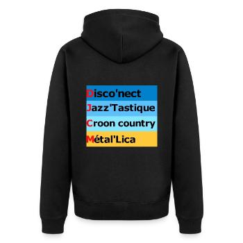 Jeux de mots musicale - Veste à capuche bio Premium Unisexe - noir - Dos - Nico (187cm)