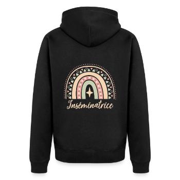 Cadeau Inséminatrice. Boho Rainbow inséminatrice. - Veste à capuche bio Premium Unisexe - noir - Dos - Nico (187cm)
