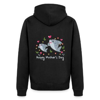 Animal Mom Shark pour la fête des mères - Veste à capuche bio Premium Unisexe - noir - Dos - Nico (187cm)