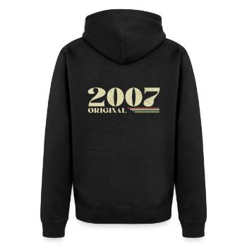 Original 2007 Vintage 2007 Retro Anniversary 2007 - Unisex Premium Organic Zip Hoodie - black - Back - Nico (187cm)