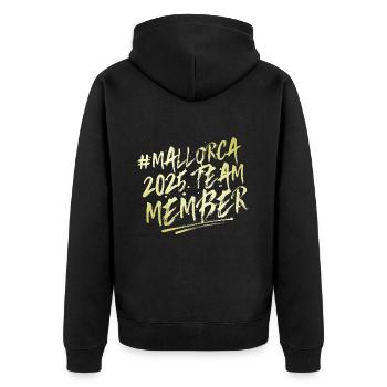 Mallorca 2025 Team - Unisex Premium Bio Zip Hoodie - Schwarz - Hinten - Nico (187cm)