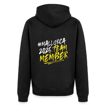 Mallorca 2025 Team - Unisex Premium Bio Zip Hoodie - Schwarz - Hinten - Nico (187cm)