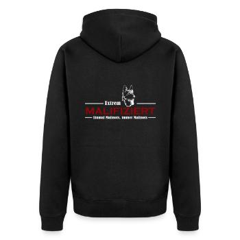 Einmal Malinois Immer Malinois Malifiziert IGP - Unisex Premium Bio Zip Hoodie - Schwarz - Hinten - Nico (187cm)
