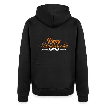 papy moustache, Idée cadeau d'élégance. - Veste à capuche bio Premium Unisexe - noir - Dos - Nico (187cm)