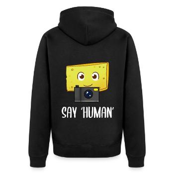 Say Human Fotograf - Unisex Premium Bio Zip Hoodie - Schwarz - Hinten - Nico (187cm)