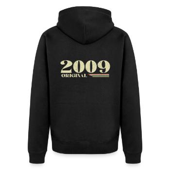 Original 2009 Vintage 2009 Retro Anniversary 2009 - Unisex Premium Organic Zip Hoodie - black - Back - Nico (187cm)