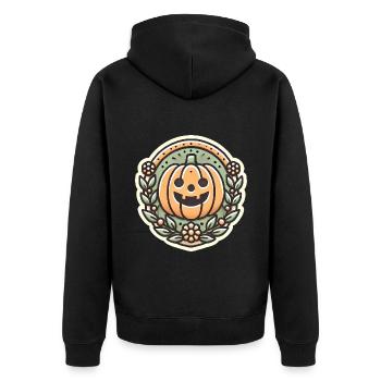 Vintage Halloween citrouille couronne badge - Veste à capuche bio Premium Unisexe - noir - Dos - Nico (187cm)