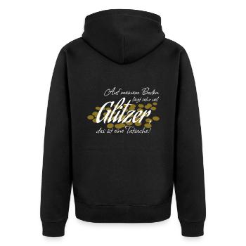 On the ground lies glitter fact saying gift - Unisex Premium Organic Zip Hoodie - black - Back - Nico (187cm)