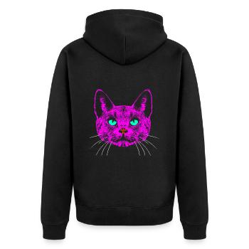 Chat / Tête / Rose - Veste à capuche bio Premium Unisexe - noir - Dos - Nico (187cm)