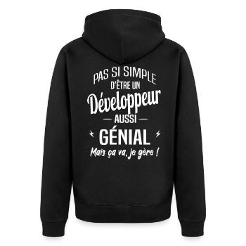 Développeur - Veste à capuche bio Premium Unisexe - noir - Dos - Nico (187cm)