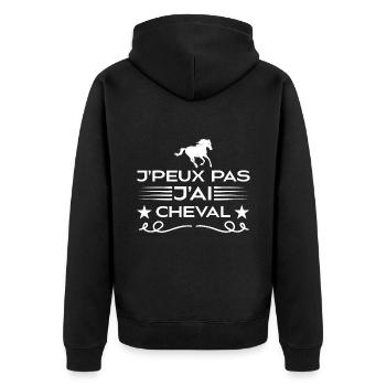 Je Peux Pas J'ai Cheval | fan de cheval | chevaux - Veste à capuche bio Premium Unisexe - noir - Dos - Nico (187cm)