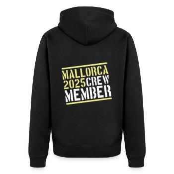 Mallorca 2025 Crew - Unisex Premium Bio Zip Hoodie - Schwarz - Hinten - Nico (187cm)