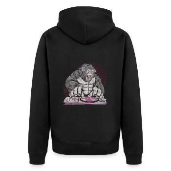 GORILLE MUSIQUE HIP HOP - Veste à capuche bio Premium Unisexe - noir - Dos - Nico (187cm)