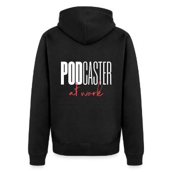 Podcaster Podcast at work - Unisex Premium Organic Zip Hoodie - black - Back - Nico (187cm)