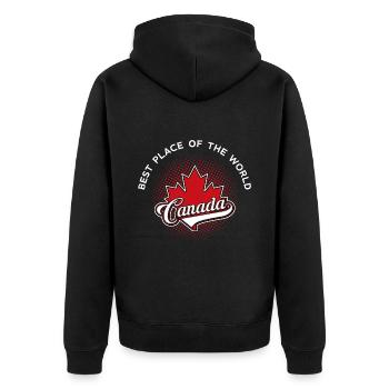 Canada - Unisex Premium Bio Zip Hoodie - Schwarz - Hinten - Nico (187cm)