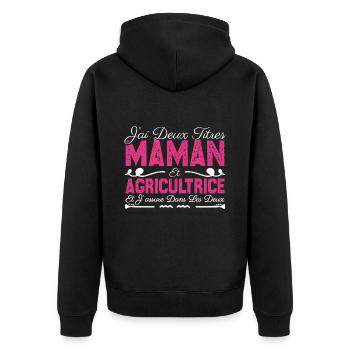 J'ai deux titres maman et Agricultrice.CadeauMaman - Veste à capuche bio Premium Unisexe - noir - Dos - Nico (187cm)