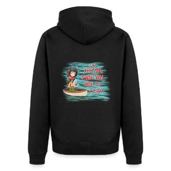LAISSEZ CETTE FILLE VOUS MONTRER HOU À PÊCHER - Veste à capuche bio Premium Unisexe - noir - Dos - Nico (187cm)