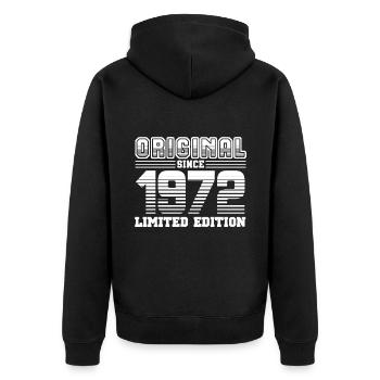 1972 - Unisex Premium Bio Zip Hoodie - Schwarz - Hinten - Nico (187cm)