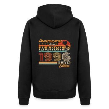 March 1996 Vintage 1996 Retro Birthday Gift - Unisex Premium Organic Zip Hoodie - black - Back - Nico (187cm)