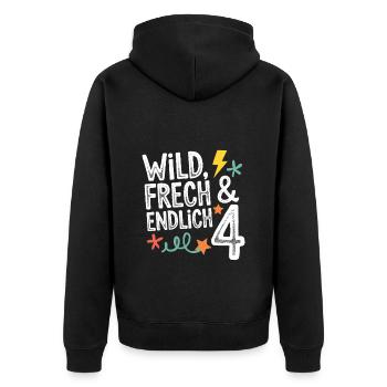 Sauvage, effronté et enfin 4 ans 4e anniversaire - Veste à capuche bio Premium Unisexe - noir - Dos - Nico (187cm)