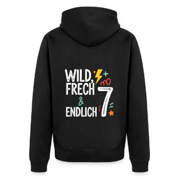 Sauvage, effronté et enfin 7 ans 7e anniversaire - Veste à capuche bio Premium Unisexe - noir - Dos - Nico (187cm)