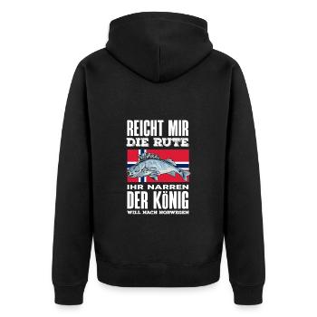 Norwegen Angeln Spruch Lustiges Design - Unisex Premium Bio Zip Hoodie - Schwarz - Hinten - Nico (187cm)