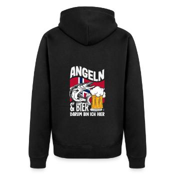 Norwegen Angeln Spruch Lustiges Design - Unisex Premium Bio Zip Hoodie - Schwarz - Hinten - Nico (187cm)