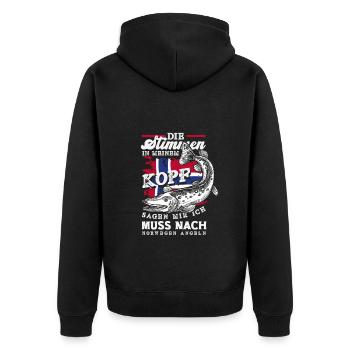 Norwegen Angeln Spruch Lustiges Design - Unisex Premium Bio Zip Hoodie - Schwarz - Hinten - Nico (187cm)
