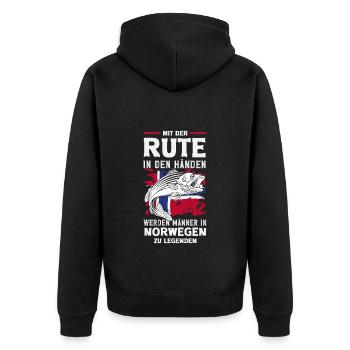 Norvège Pêche Dire Drôle Design - Veste à capuche bio Premium Unisexe - noir - Dos - Nico (187cm)