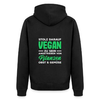 Achtung Ich Bin Veganer Lustiges Veganer Geschenk - Unisex Premium Bio Zip Hoodie - Schwarz - Hinten - Nico (187cm)