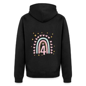 Coeur mignon 4e anniversaire et design arc-en-ciel - Veste à capuche bio Premium Unisexe - noir - Dos - Nico (187cm)