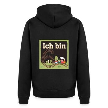 Ich bin 6 Zug Eisenbahn 6. Geburtstag - Unisex Premium Bio Zip Hoodie - Schwarz - Hinten - Nico (187cm)