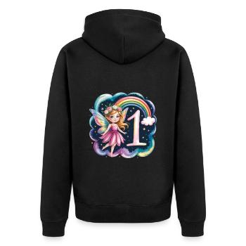 1er anniversaire elfe fée fille chemise d’anniversaire - Veste à capuche bio Premium Unisexe - noir - Dos - Nico (187cm)