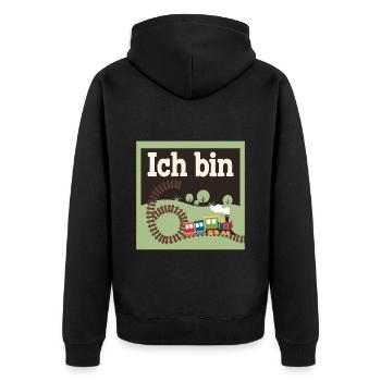 Ich bin 6 Zug Eisenbahn 6. Geburtstag - Unisex Premium Bio Zip Hoodie - Schwarz - Hinten - Nico (187cm)