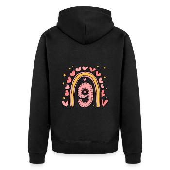 Cute 9th Birthday Heart & Rainbow Design - Unisex Premium Organic Zip Hoodie - black - Back - Nico (187cm)