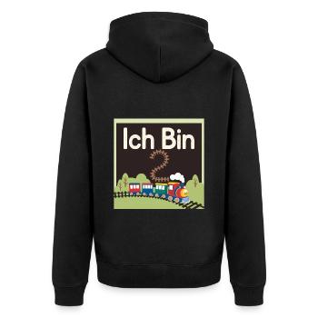 Ich bin 2 Zug Eisenbahn 2. Geburtstag - Unisex Premium Bio Zip Hoodie - Schwarz - Hinten - Nico (187cm)