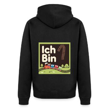 Ich bin 1 Zug Eisenbahn 1. Geburtstag - Unisex Premium Bio Zip Hoodie - Schwarz - Hinten - Nico (187cm)