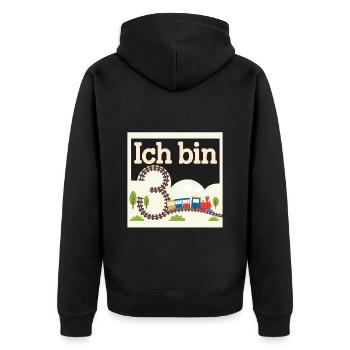 Ich bin 3 Zug Eisenbahn 3. Geburtstag - Unisex Premium Bio Zip Hoodie - Schwarz - Hinten - Nico (187cm)