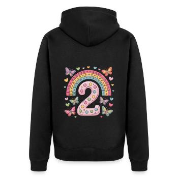 Papillon arc-en-ciel 2e anniversaire fille - Veste à capuche bio Premium Unisexe - noir - Dos - Nico (187cm)