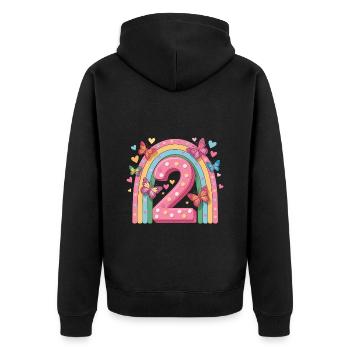 Rainbow Butterfly 2nd Birthday Girl - Unisex Premium Organic Zip Hoodie - black - Back - Nico (187cm)
