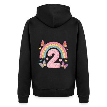 Rainbow Butterfly 2nd Birthday Girl - Unisex Premium Organic Zip Hoodie - black - Back - Nico (187cm)